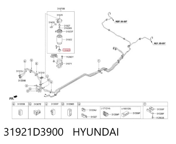 Sensor do nível da água de filtro de combustível 31921D3900 Hyundai/Kia