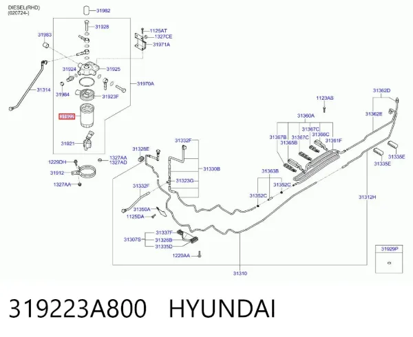 Filtro de combustível 319223A800 Hyundai/Kia