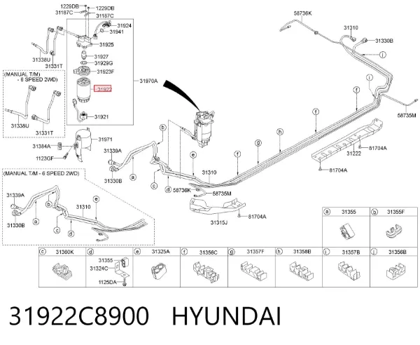 Filtro de combustível 31922C8900 Hyundai/Kia