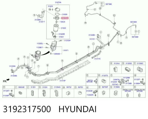 Aquecedor de combustível no filtro 3192317500 Hyundai/Kia