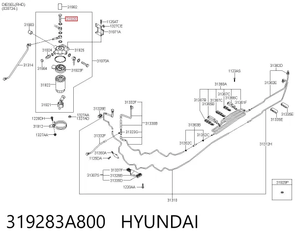 Sensor do nível da água de filtro de combustível 319283A800 Hyundai/Kia