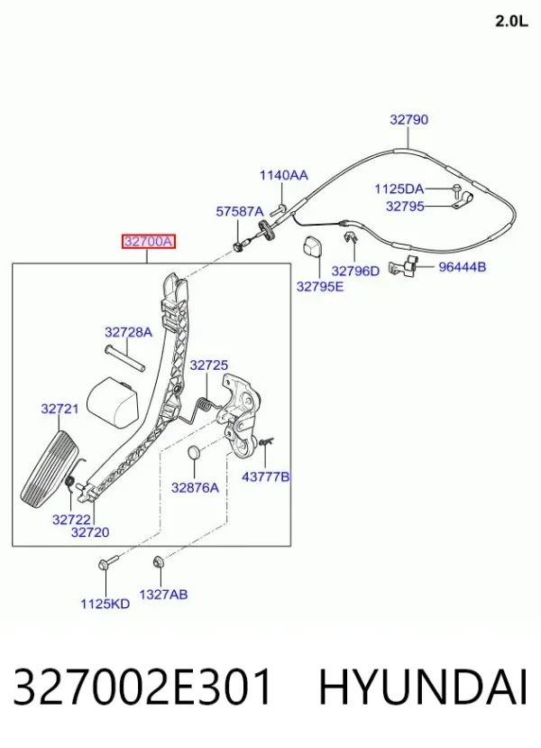 Pedal de gás (de acelerador) 327002E301 Hyundai/Kia
