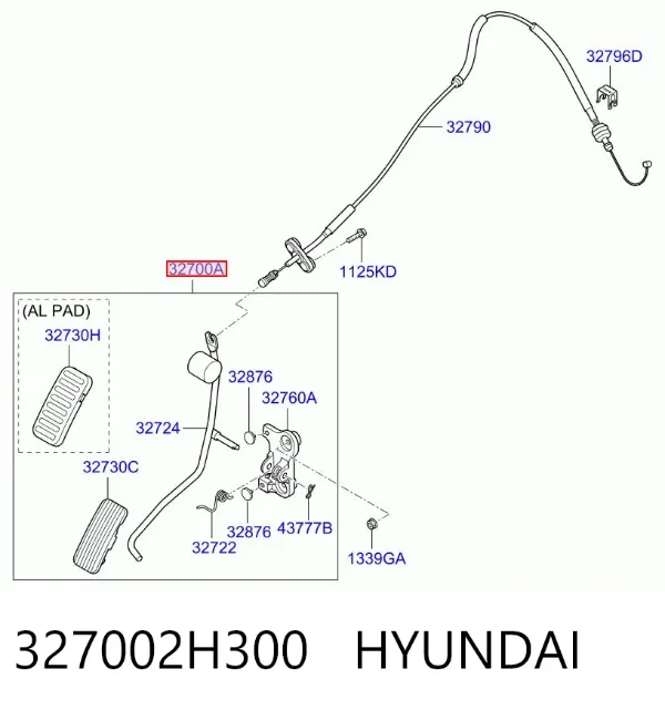 Pedal de gás (de acelerador) 327002H300 Hyundai/Kia