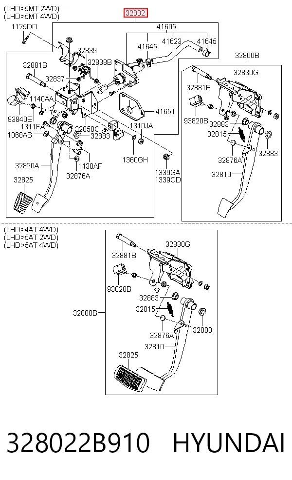 Pedal de embraiagem Hyundai Santa Fe II