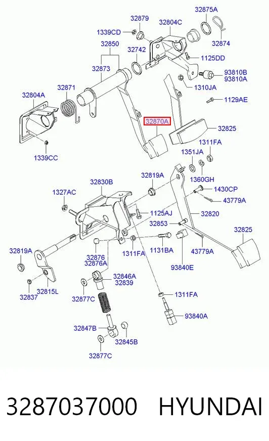 Placa sobreposta de pedal de embraiagem 3287037000 Hyundai/Kia