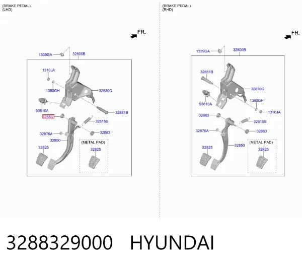 Bucha do eixo de pedal de embraiagem 3288329000 Hyundai/Kia