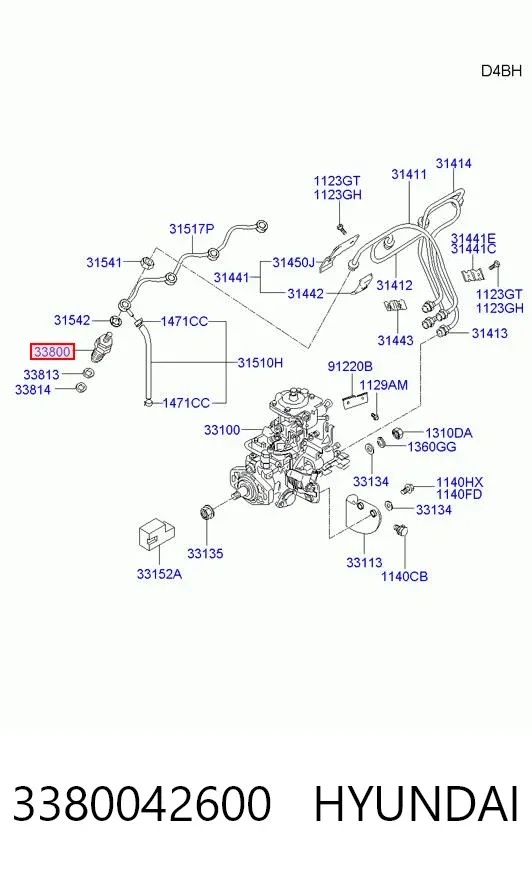 Injetor de injeção de combustível 3380042600 Hyundai/Kia