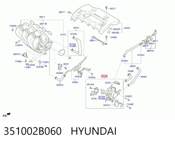 Válvula de borboleta montada 351002B060 Hyundai/Kia