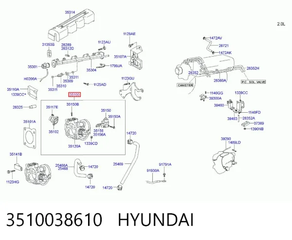 Válvula de borboleta montada Hyundai Sonata IV