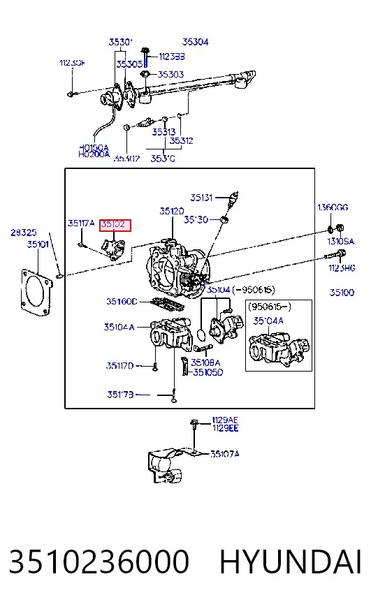 Sensor de posição da válvula de borboleta (potenciômetro) 3510236000 Hyundai/Kia