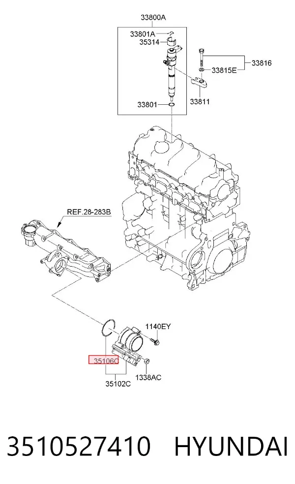 Anel (arruela) do injetor de ajuste 3510527410 Hyundai/Kia