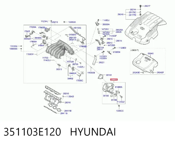 Válvula de borboleta montada 351103E120 Hyundai/Kia