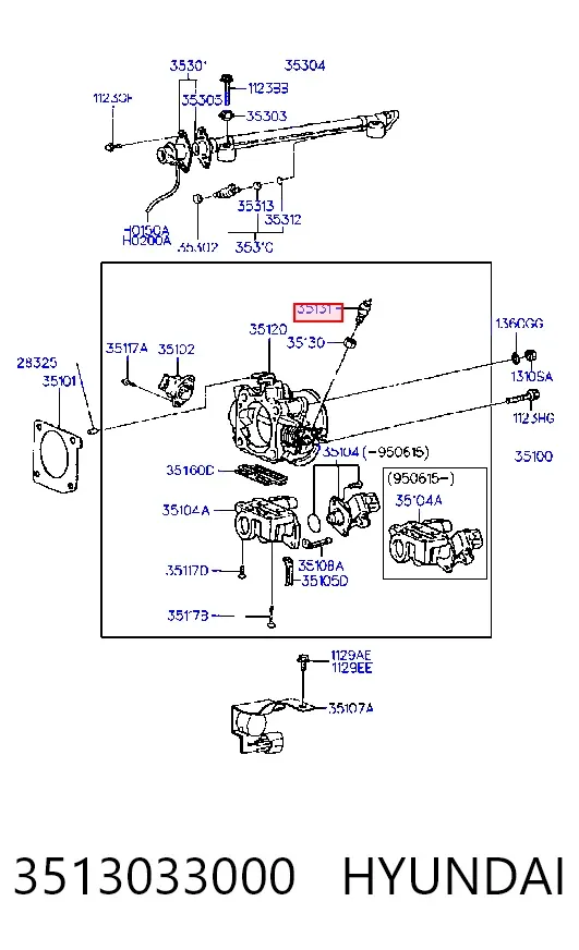 Sensor de posição da válvula de borboleta (potenciômetro) 3513033000 Hyundai/Kia