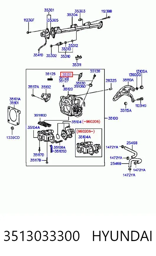 Sensor de posição da válvula de borboleta (potenciômetro) 3513033300 Hyundai/Kia