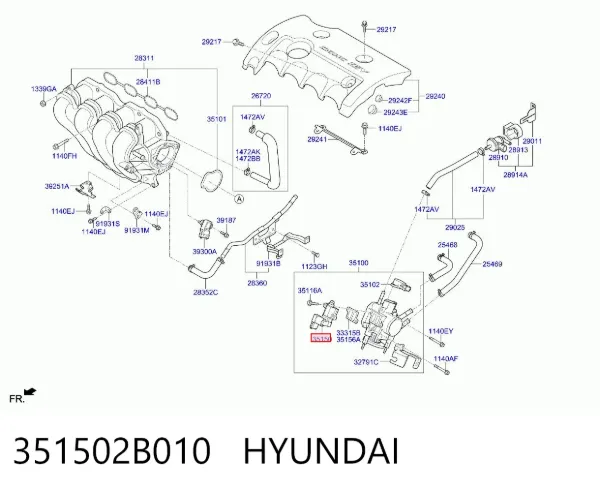 Válvula (regulador) de marcha a vácuo 351502B010 Hyundai/Kia