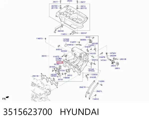 Vedante de válvula (de regulador) de marcha a vácuo 3515623700 Hyundai/Kia