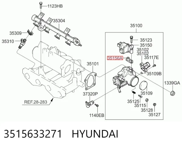 Vedante de válvula (de regulador) de marcha a vácuo 3515633271 Hyundai/Kia