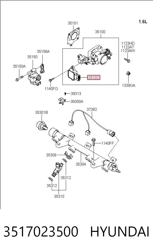 Sensor de posição da válvula de borboleta (potenciômetro) 3517023500 Hyundai/Kia