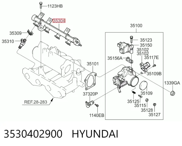 Distribuidor de combustível (rampa) 3530402900 Hyundai/Kia