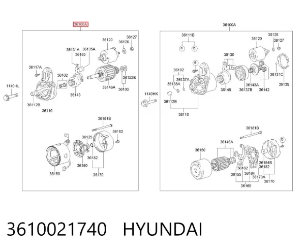 Motor de arranco 3610021740 Hyundai/Kia