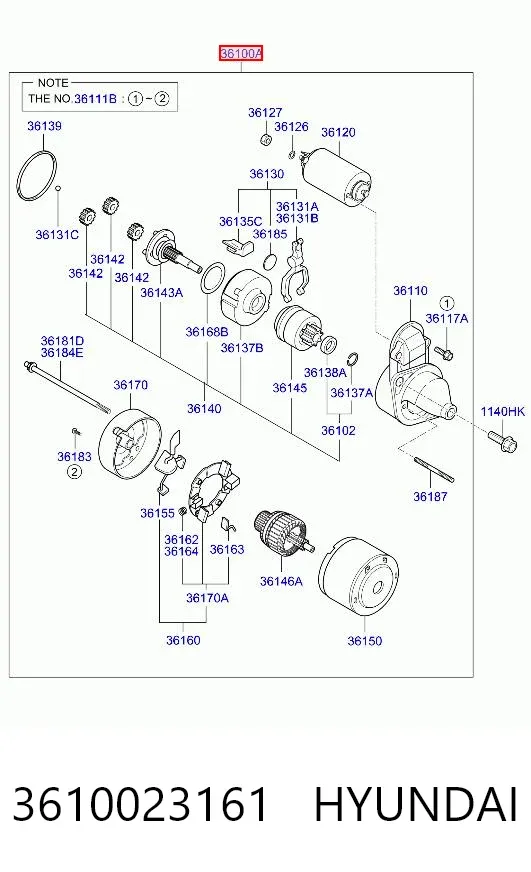 Motor de arranco 3610023161 Hyundai/Kia