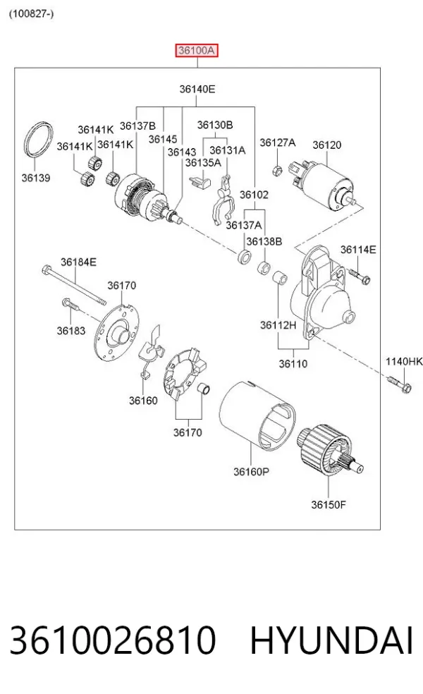 Motor de arranco 3610026810 Hyundai/Kia
