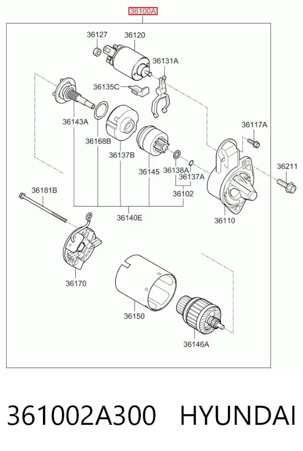 Motor de arranco 361002A300 Hyundai/Kia