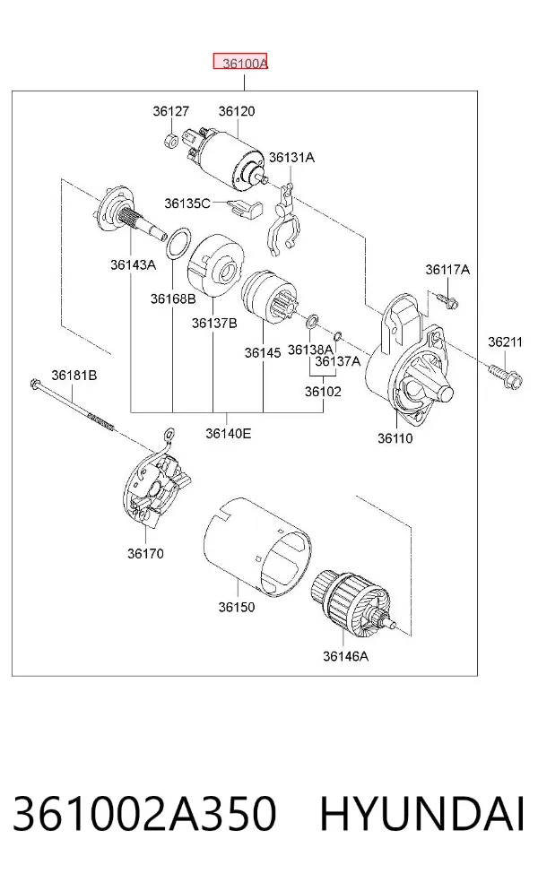 Motor de arranco 361002A350 Hyundai/Kia