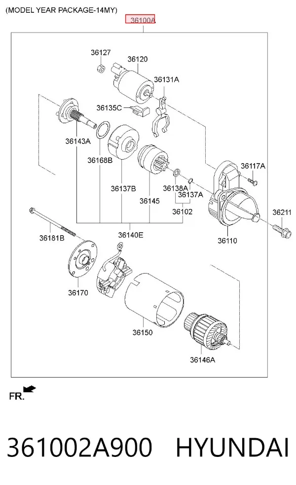 Motor de arranco 361002A900 Hyundai/Kia
