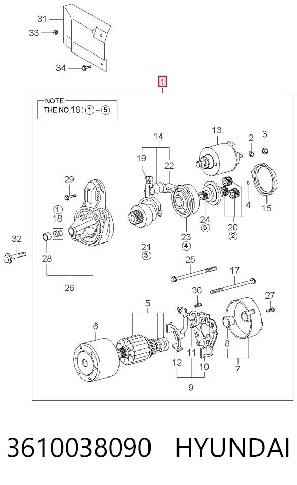 Motor de arranco 3610038090 Hyundai/Kia