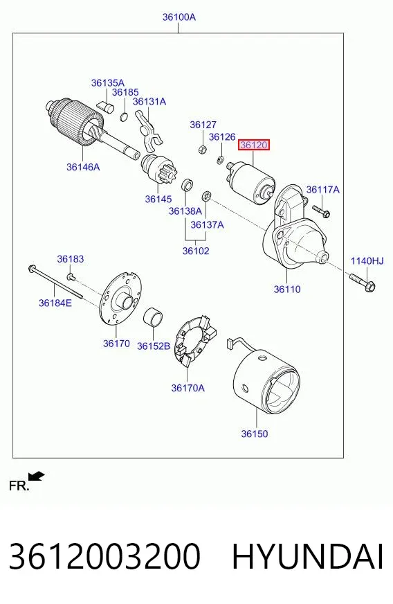 Relê retrator do motor de arranco 3612003200 Hyundai/Kia