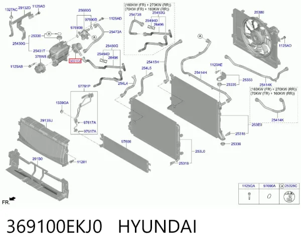 Bomba de água (bomba) de esfriamento, adicional elétrica 369100EKJ0 Hyundai/Kia