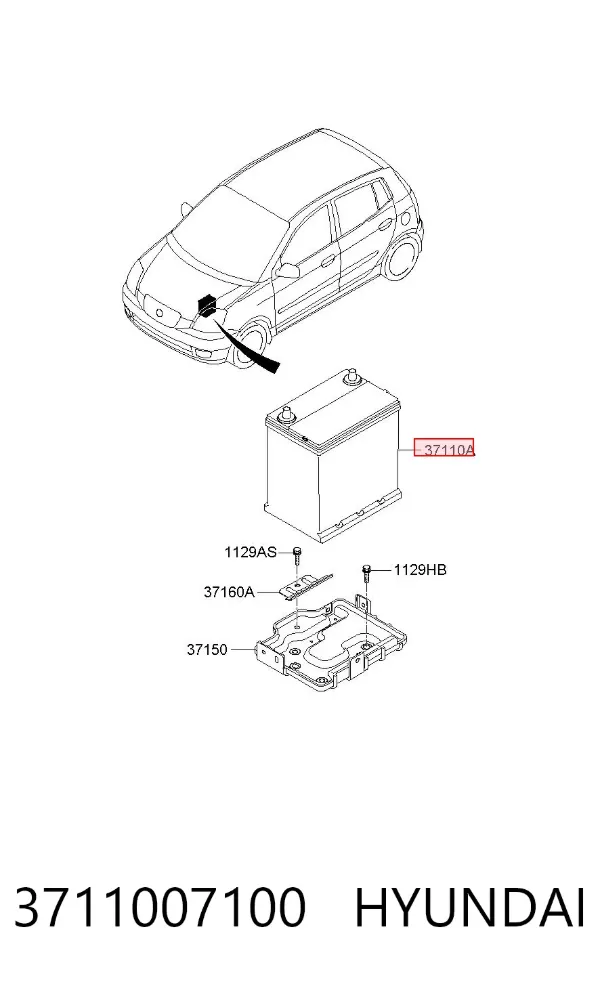 Bateria recarregável (PILHA) 3711007100 Hyundai/Kia