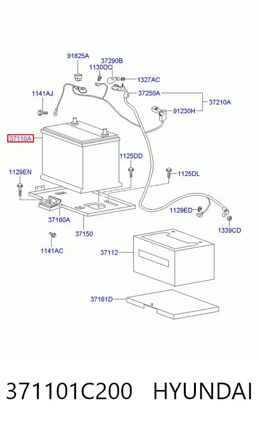 Bateria recarregável (PILHA) 371101C200 Hyundai/Kia