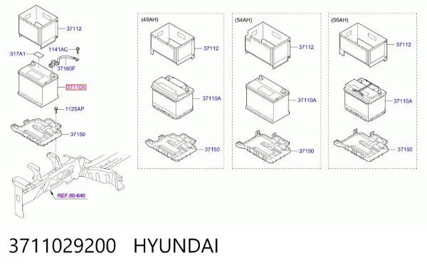 Bateria recarregável (PILHA) 3711029200 Hyundai/Kia