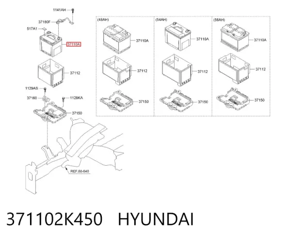 Bateria recarregável (PILHA) 371102K450 Hyundai/Kia