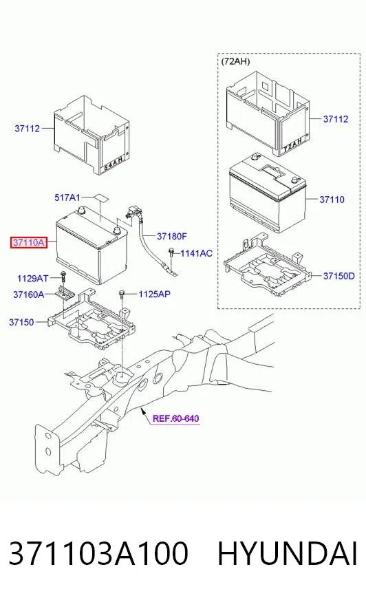 Bateria recarregável (PILHA) 371103A100 Hyundai/Kia