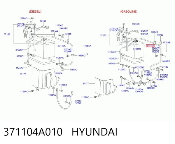 Bateria recarregável (PILHA) 371104A010 Hyundai/Kia