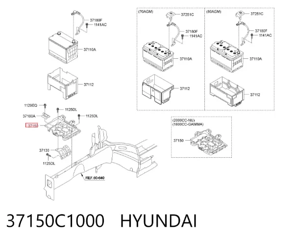 Cárter de bateria recarregável (PILHA) 37150C1000 Hyundai/Kia