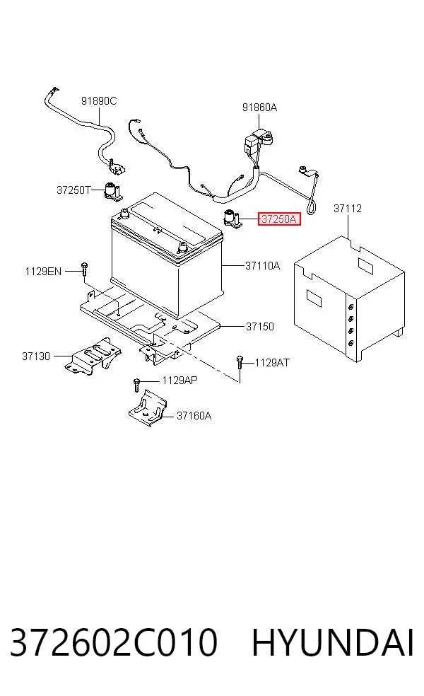 Borne de bateria recarregável (PILHA) 372602C010 Hyundai/Kia