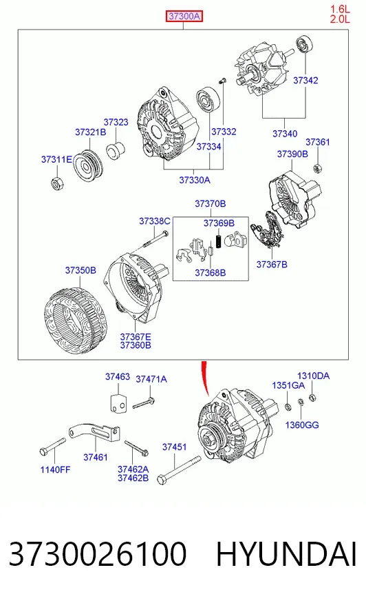Gerador 3730026100 Hyundai/Kia