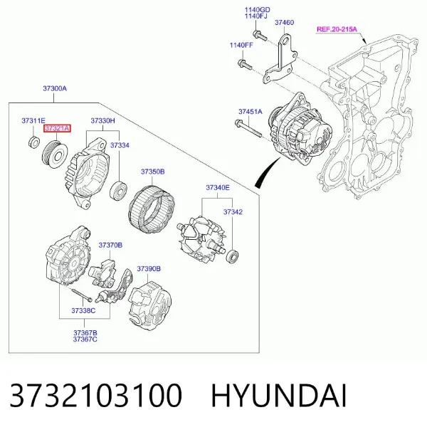 Polia do gerador 3732103100 Hyundai/Kia