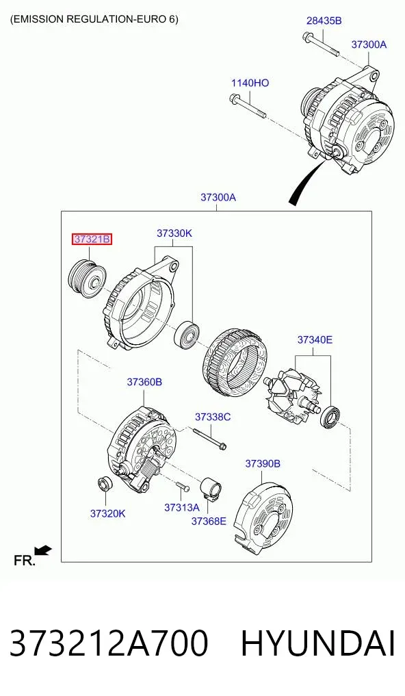 Polia do gerador 373212A700 Hyundai/Kia