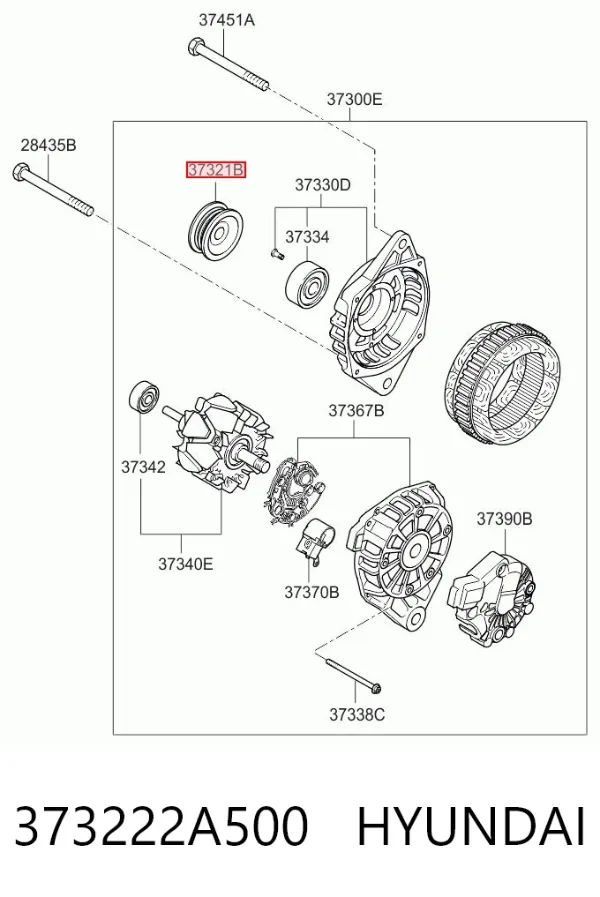 Polia do gerador 373222A500 Hyundai/Kia