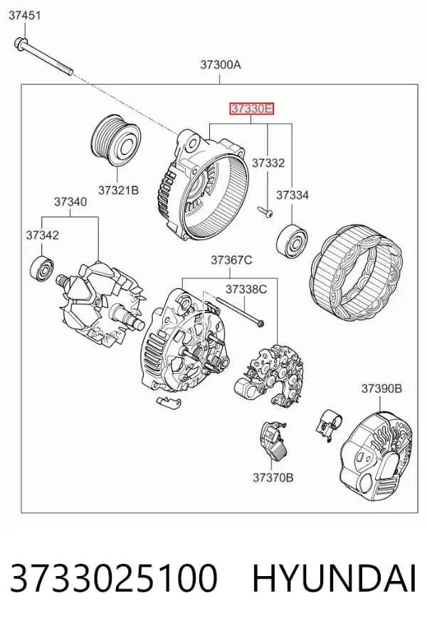 Enrolamento do gerador, estator 3733025100 Hyundai/Kia