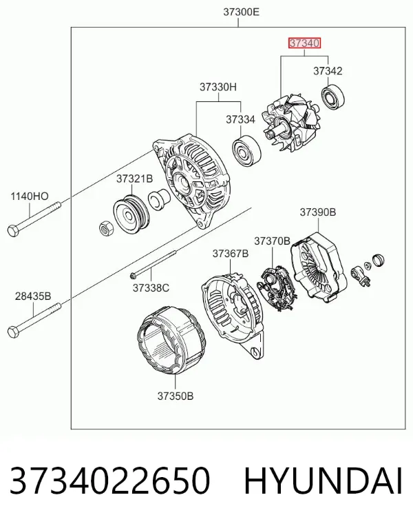 Induzido (rotor) do gerador 3734022650 Hyundai/Kia
