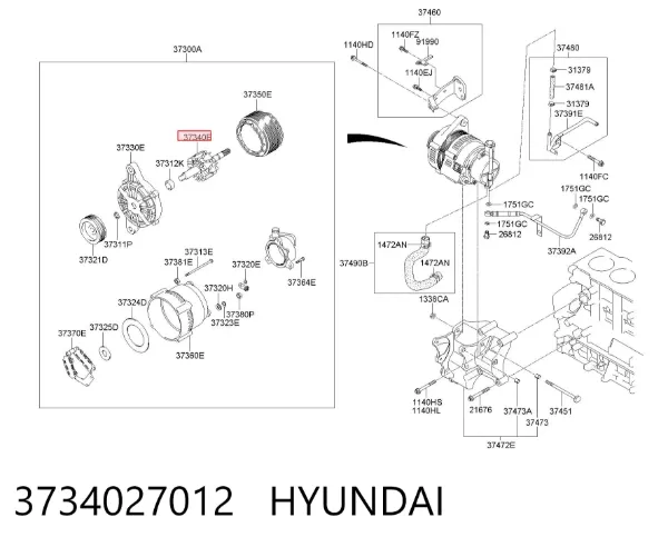Induzido (rotor) do gerador 3734027012 Hyundai/Kia