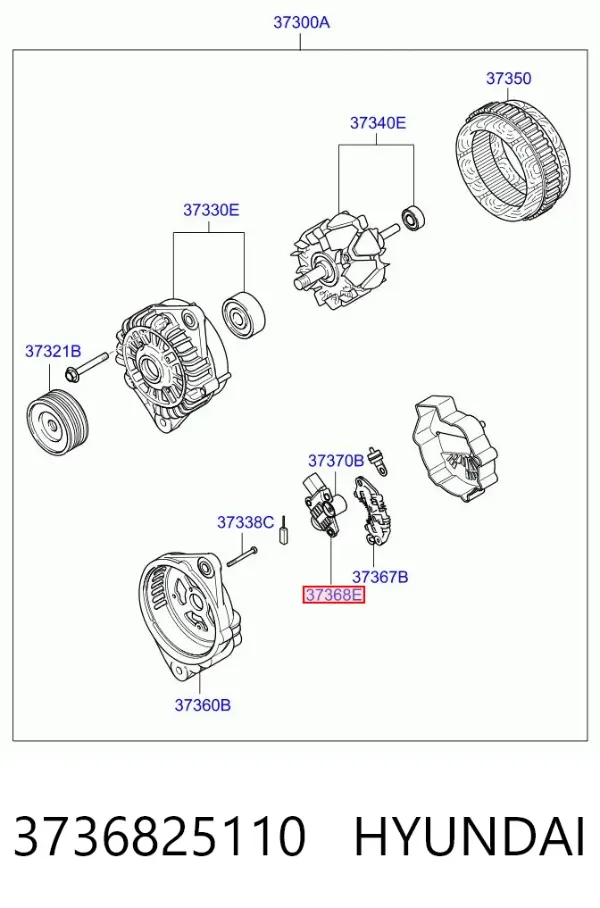 Porta-escovas do gerador 3736825110 Hyundai/Kia