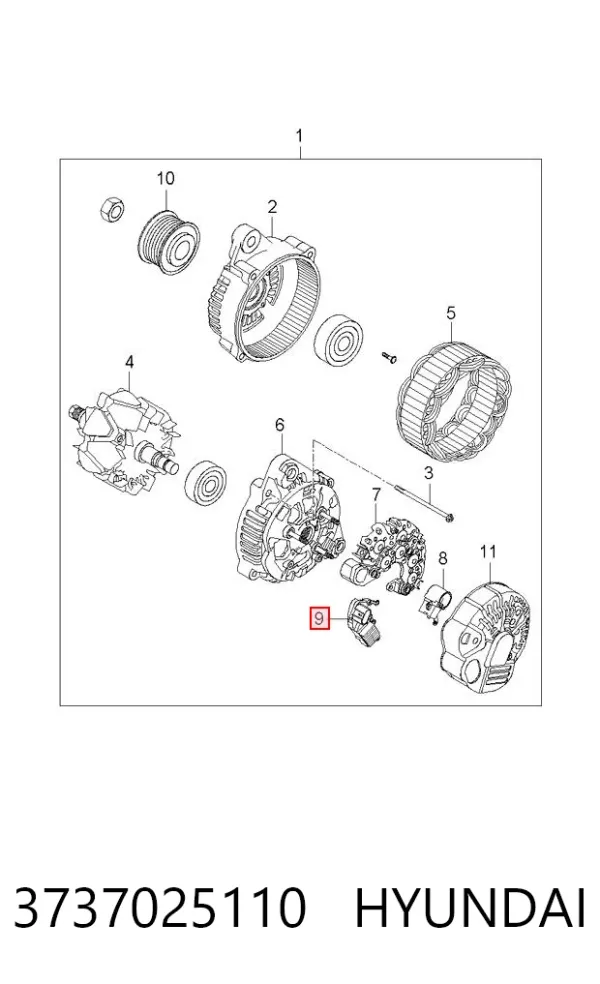 Relê-regulador do gerador (relê de carregamento) 3737025110 Hyundai/Kia