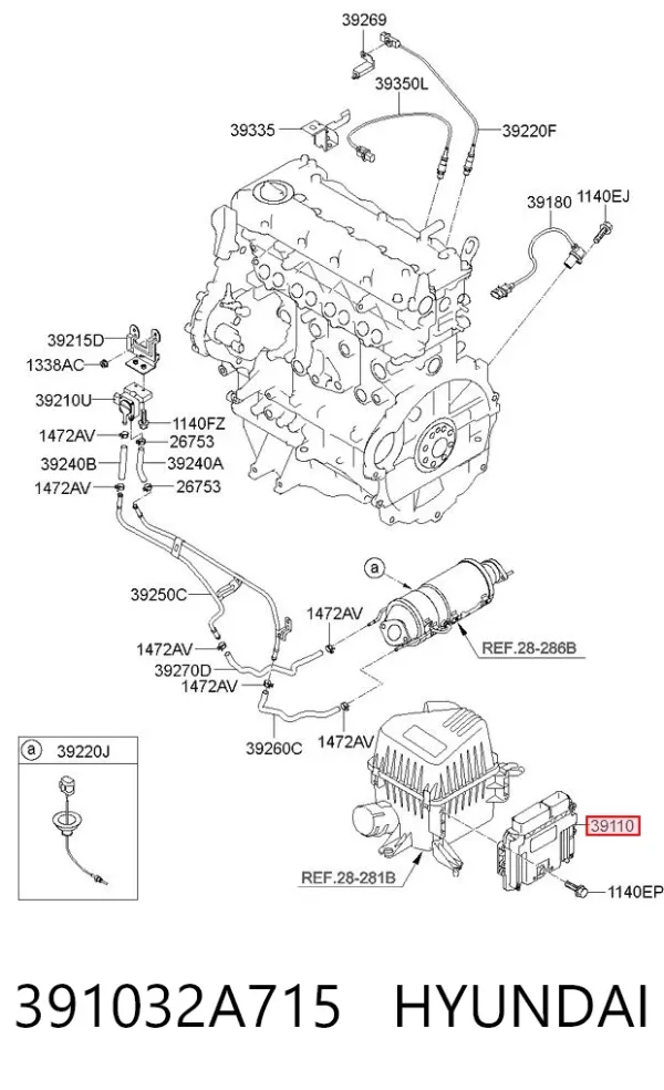 Módulo de direção (Centralina eletrônica) de motor 391032A715 Hyundai/Kia